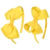 DEEKA 2 PCS 4" Yellow Bow Headband Grosgrain Ribbon Hair Bows for Toddlers Hair Band Accessories for Little Girls Kids Set of 2 -Yellow view 1