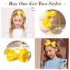 DEEKA 2 PCS 4" Yellow Bow Headband Grosgrain Ribbon Hair Bows for Toddlers Hair Band Accessories for Little Girls Kids Set of 2 -Yellow view 3
