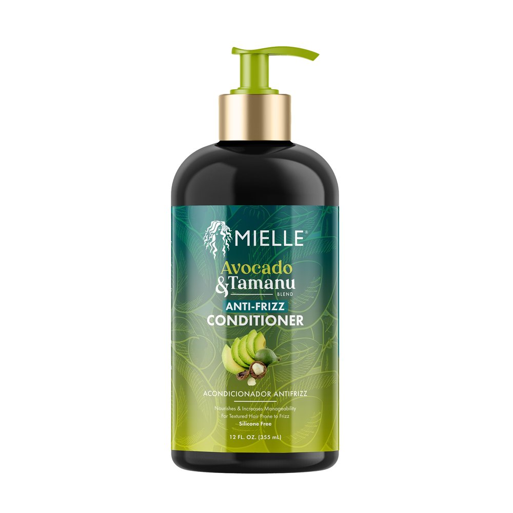 Mielle Organics Avocado & Tamanu Anti Frizz Conditioner for Women & Men - Detangling, Moisturizing & Smoothing Treatment - Frizz Control Detangler for Textured & Dry Hair - Prep for Styling, 12floz