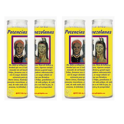 Deidades Venezolanas Maria Lionza El Negro Felipe y El Indio Guaicaipuro Set de 2 o 4 Veladoras con o sin Postal de rezo usted elije (4)