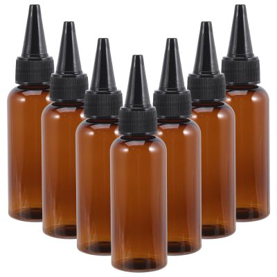 FOMIYES 10Pcs Brown Hair Oil Applicator Bottles with Black, 1.69oz Refillable Pet Plastic Squeeze Bottles for Hair Dye, Shampoo, Conditioner, Essential Oils, and Lotion