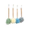 FOMIYES 4-Piece Wooden Bath Balls Set Long Handle Shower Back Scrubbers Bath Massager Flowers for Family view 1