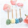 FOMIYES 4-Piece Wooden Bath Balls Set Long Handle Shower Back Scrubbers Bath Massager Flowers for Family view 2