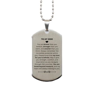 Best Idea Gifts for Gigi, Silver Dog Tag, To Gigi, My Love For You Is Infinite, Keepsake Gift for Gigi on Christmas Birthday. Gift for Him, Gift for Her