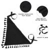 AWAYTR Floral Tassels Hair Scarf Headband - 2PCS Cotton Hair Bandana Scarf With Tassels Tie Back Head Kerchief Headband for Women and Girls (Black+White) view 2