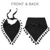 AWAYTR Floral Tassels Hair Scarf Headband - 2PCS Cotton Hair Bandana Scarf With Tassels Tie Back Head Kerchief Headband for Women and Girls (Black+White) view 4