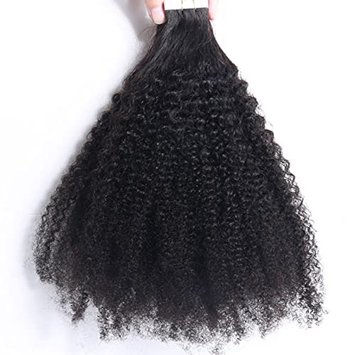 12inch Curly Tape in Hair Extensions Human Hair 0.25g/piece 50g 20pcs Black Invisible Tape in Hair Extensions Black Women Mongolian Real Human Hair Tape Ins Seamless Skin Weft Adhesive 4B4C