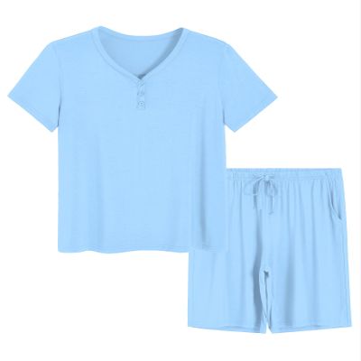 Latuza Women's Viscose Bermuda Shorts Pajama Set M Light Blue