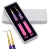 Precision Eyelash Extension Tweezers,Straight And 90-Degree, with Fiber Tip, Volume & Isolation Tweezers, Japanese Stainless Steel, Unique Heart Design (Multi-Color) view 2