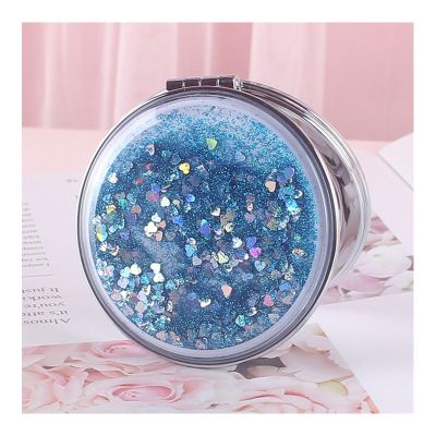 APLUSH Portable Travel Makeup Mirror, Compact Pocket Mirror, Folding Handheld Double-Sided Magnifying Mirror(Color:Blue,Size:7 * 7cm/2.8 * 2.8in)