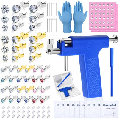 Ear Piercing Gun with Piercing Tools Kit, Professional Ear Nose Piercing Gun Machine with Stainless Steel Piercing Studs, Crystal Earrings Set for At Home Salon Earlobe Cartilage Helix Tragus Piercing
