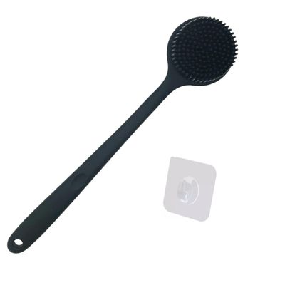Cinlitek Silicone Body Scrubber With Long Handle for Shower - Exfoliating Back Brush for Men, Women & Kids - Soft Bath Scrubber With Free Hook