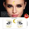 3Sheets Moon and Star Face Metallic Tattoo Sticker - Eye Gold Glitter Temporary Water Transfer Tattoo Professional Make Up Dancer Costume Halloween Parties for Women and Girls view 2