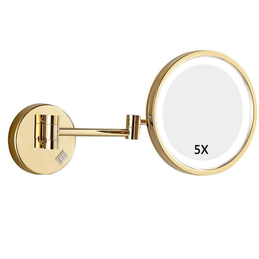 GATSUN Vanity Mirror,Makeup Mirror Vanity Mirror Wall Mount Led Lighted 5X Magnifying Extendable Single Side Cosmetic Mirror for Bathroom Cosmetic Mirror/C