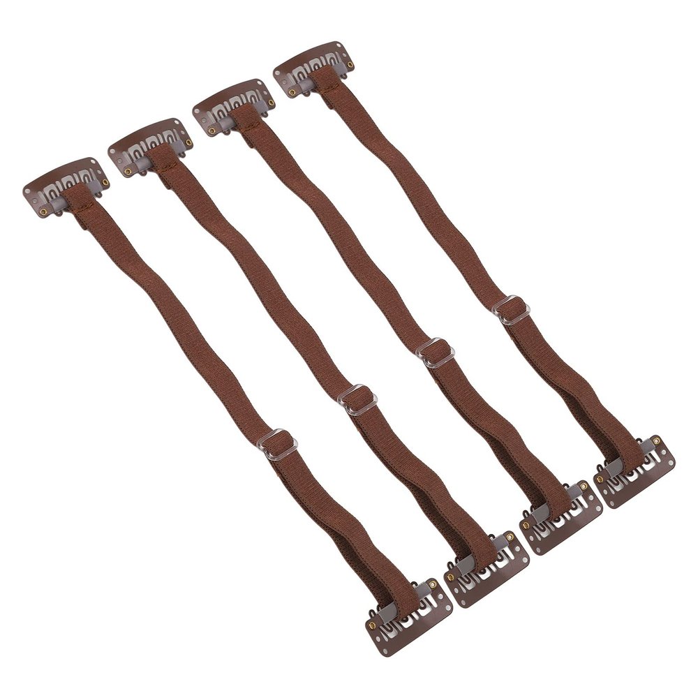 4PCS Face Lifting Band with Hairclip, Reusable Hairpin Lifting Bands Invisible Facelift Patch Straps, Adjustable Elastic Band (Brown)