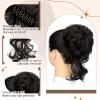 Wodelanle Claw Clip Messy Bun Hair Piece for Women - Wavy Curly Chignon, Ponytail Hairpieces, Tousled Updo Extensions, Scrunchie for Daily Use - Dark Brown Mix Light Auburn view 3