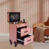Bacacoo 3-Layer Rolling Makeup Case, Reinforced Lock Makeup Trolley Case, Aluminum Alloy Rolling Makeup Train Case, With Transparent Storage Bag Cosmetic Storage For Makeup/Nail/Hair Styling view 3