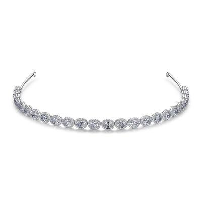 14K Gold Flower and Leaf Crystal Headpiece,Round Cut Gemstone Headband,Stunning Wedding Hair Accessories for Wedding (Round(14.1 * 0.9cm))