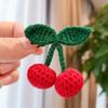 2Pcs Girls Hair Clips, Handmade Crochet Sweet Cherry Shape Hair Barrettes, Manual Knitted Cute HairPins Alligator Clip Hand-Woven Creative Hair Slide, Fashion Hair Accessories for Kids Teens Gifts view 4