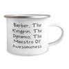 Barber Gifts For Colleagues, Barber. The Kingpin. The Dynamo. The Maestro Of, Gag Barber 12oz Camper Mug, From Coworkers, Unique barber gifts, Unusual barber gifts, One of a kind barber gifts, Custom view 2