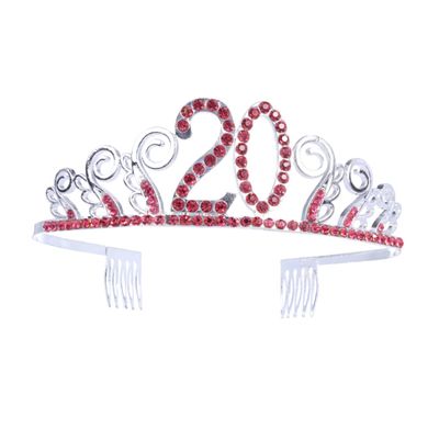 FRCOLOR Birthday Crystal Red Rhinestone Headband for Dance Parties and Celebrations Hair Accessory for Girls and Women
