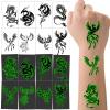 16 Sheets Luminous Dragon Phoenix Temporary Tattoos Glow in The Dark Dragon Birthday Party Decorations Supplies Favors for Kids Adults, Goodie Bag Fillers view 1