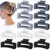 12 Pcs Medium Hair Clips for Women, 3.5 Inch Square Claw Clips, Colorful Hair Claw Clips for Thick and Thin Hair, Bulk Hair Accessories for Women and Girls- Grey view 1