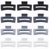 12 Pcs Medium Hair Clips for Women, 3.5 Inch Square Claw Clips, Colorful Hair Claw Clips for Thick and Thin Hair, Bulk Hair Accessories for Women and Girls- Grey view 2