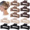12 Pcs Medium Hair Clips for Women, 3.5 Inch Square Claw Clips, Colorful Hair Claw Clips for Thick and Thin Hair, Bulk Hair Accessories for Women and Girls- Brown view 1