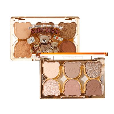 6 Color Eyeshadow Palette Matte & Shimmer Eyeshadows Blendable & Long Lasting Eye Shadow Blendable & Buildable Eye Makeup Cute Bear outer packaging