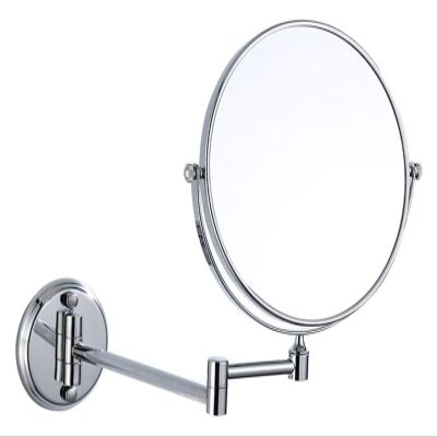 AMHIL Cosmetic Vanity Mirror All-Copper 8-inch Silver Makeup Mirror 3 Times Magnification Bathroom Mirror Wall-Mounted Folding