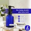 2PCS 60ml/2oz Empty Glass Lotion Pump Bottles Soap Dispenser Travel Cosmetic Makeup Toiletries Liquid Sample Package Container Storage Jar with Black Pump Top for Essence Shampoo Shower Gel (Blue) view 2