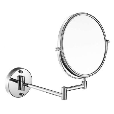 AMHIL Cosmetic Vanity Mirror 10x Enlarge 8-inch Makeup Mirror Wall-Mounted Bathroom Foldable Retractable Double-Sided Beauty Mirror
