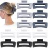 12 Pcs Large Hair Clips for Women, 4.2 Inch Square Claw Clips, Colorful Hair Claw Clips for Thick and Thin Hair, Bulk Hair Accessories for Women and Girls - Grey view 1