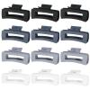 12 Pcs Large Hair Clips for Women, 4.2 Inch Square Claw Clips, Colorful Hair Claw Clips for Thick and Thin Hair, Bulk Hair Accessories for Women and Girls - Grey view 2