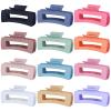Sisiaipu 4.1 Inch Jumbo Hair Clips - 12 Pcs Colorful Square Jaw Clips for Thick Hair, Women and Girls Hair Accessories view 2
