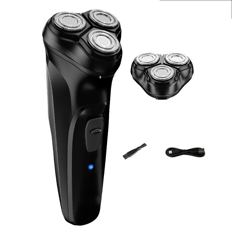 Head Shavers for Bald Men, Electric Face Shaver Razor for Men 3D Floating Blade Washable USB Rechargeable Shaving Beard Machine (Color : Black)