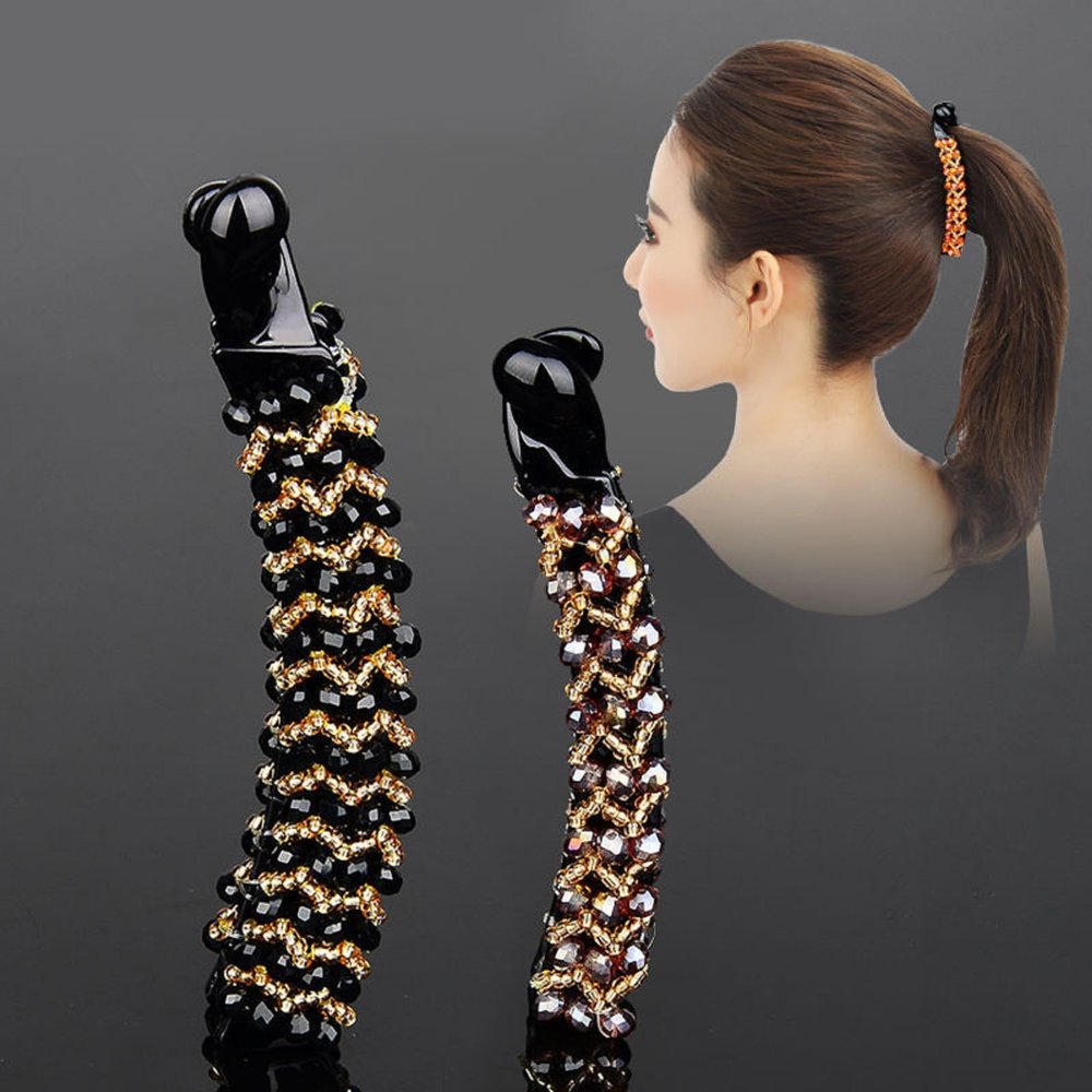 ycunowon Banana Rhineatone Hair Clip, 2 Count for Women Material, Easy to Use, Perfect Gifts, Gold, Small