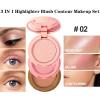 3-in-1 Blendable Trio, Contour and Highlight Blush Makeup Palette, Cream Bronzer, Silky Smooth Powder Blush, Shimmer Highlighter Makeup Powder, Travel-Friendly Stackable Make Up Kit with Mirror(02) view 2