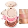 3-in-1 Blendable Trio, Contour and Highlight Blush Makeup Palette, Cream Bronzer, Silky Smooth Powder Blush, Shimmer Highlighter Makeup Powder, Travel-Friendly Stackable Make Up Kit with Mirror(01) view 1