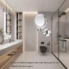 ATYUJKB Makeup Mirror Wall Mounted, Extendable Long Arm Make up Mirror, Makeup Mirror with LED Lights and Magnification, Bathroom Shaving Vanity Mirror, for Make up (Black Plug 3X) view 2