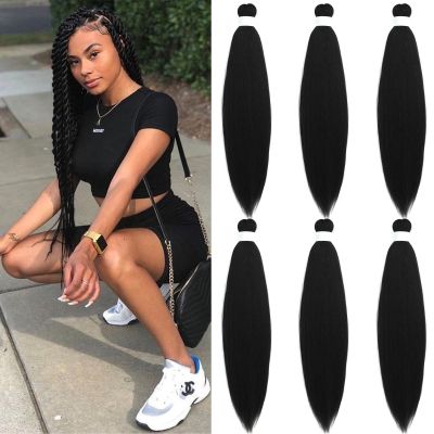 1b Black Braiding Hair Pre Stretched Kanekalo Knotless Prestretched Braiding Hair 30 inch Long Colored Hair Extensions for Braiding Pre Stretched Micro Braids Itch Free Yaki Braiding Hair