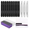 16PCS Nail Files and Buffer with Storage Box,Professional Manicure Pedicure Kit White Buffer Block Reusable 100/180 Grit Nail Files Emery Board Black for Nature Acrylic Nails Home Salon Travel Use view 1