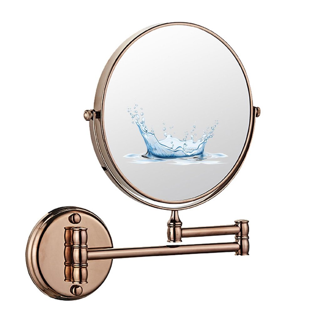 ATYUJKB Makeup Mirror Wall Mounted, 3X/5X/7X/10X Enlarge Bathroom Shaving Vanity Mirror, 360 Swivel Cosmetic Mirror, Double Sided Cosmetic Mirror, for Make up, Shave Wait (Rose Gold 10X)
