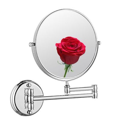 ATYUJKB Bathroom Shaving Vanity Mirror, 360 Swivel Vanity Mirror, Cosmetic Mirror Wall Mounted, Wall Mounted Magnifying Makeup Mirror, Retractable Cosmetic Mirror (Silver 5X)