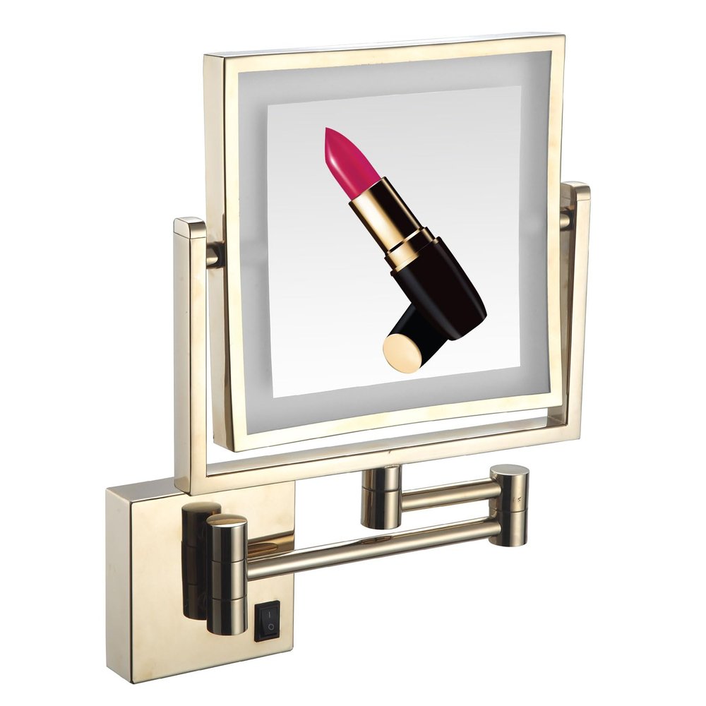 ATYUJKB Makeup Mirror Wall Mounted, Bathroom Shaving Vanity Mirror, Magnification 3X Bathroom Mirror, Vanity Mirror LED, 360 Swivel Cosmetic Mirror (Gold Rechargeable3X)