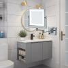 ATYUJKB Makeup Mirror Wall Mounted, LED Cosmetic Mirror with Magnification, 8 in Bathroom Mirror, Makeup Mirror Extra Long Arm, 360 Swivel Vanity Mirror (Black Plug3X) view 2