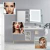 ATYUJKB Makeup Mirror Wall Mounted, LED Cosmetic Mirror with Magnification, 8 in Bathroom Mirror, Makeup Mirror Extra Long Arm, 360 Swivel Vanity Mirror (Black Plug3X) view 3