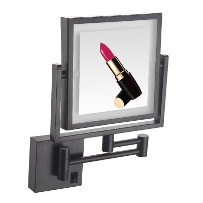 ATYUJKB Makeup Mirror Wall Mounted, Bathroom Shaving Vanity Mirror, Magnification 3X Bathroom Mirror, Vanity Mirror LED, 360 Swivel Cosmetic Mirror (Black Plug3X)