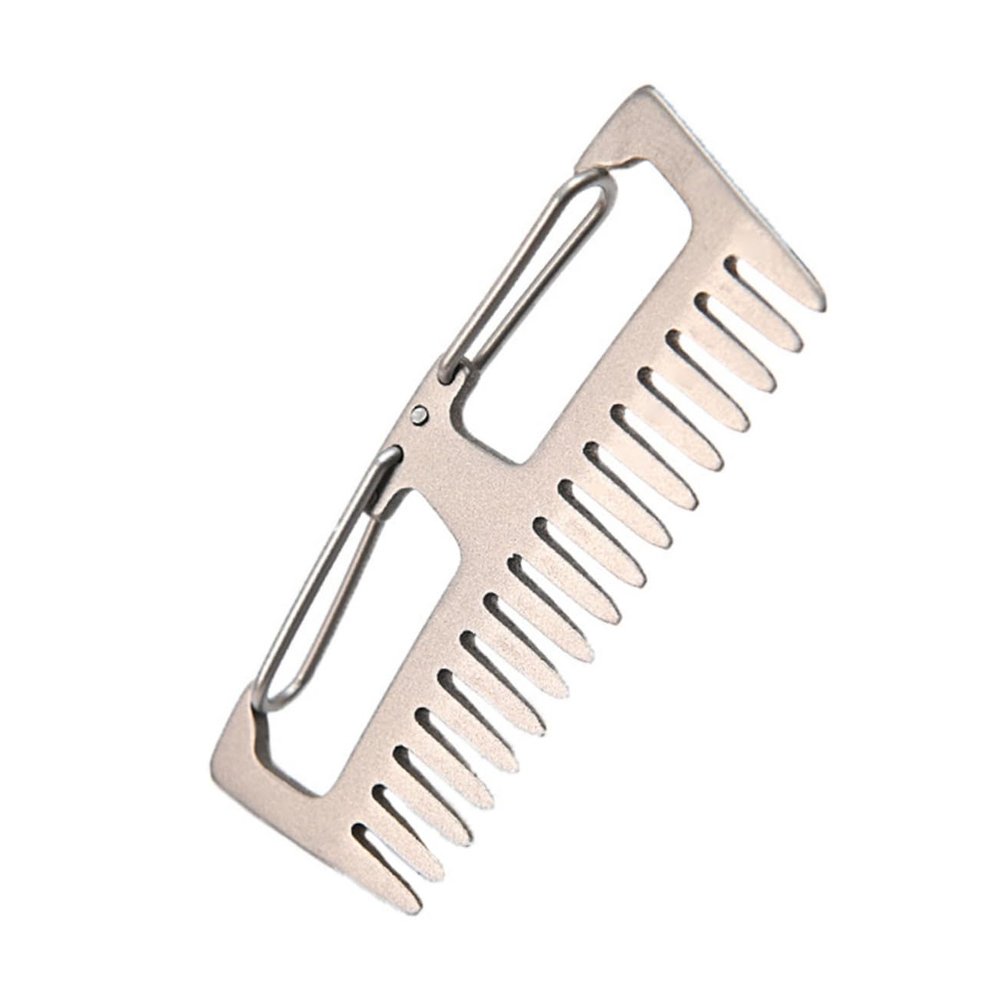 FOMIYES 1pc Titanium Comb Pocket Hair Comb Outdoor Hair Comb Mountain Climbing Clips Mini Keychain Metal Key Ring Travel Wallet Practical Comb Outdoor Comb Tool Small Comb Silver Tool